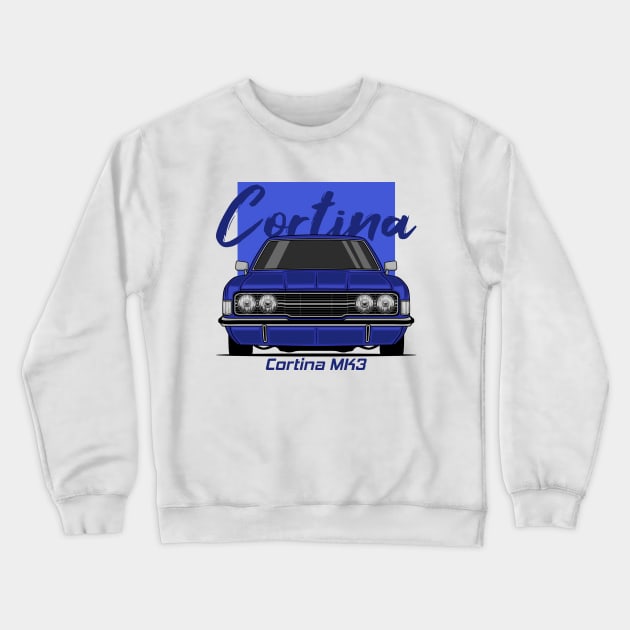 Front Blue Cortina MK3 Classic Crewneck Sweatshirt by GoldenTuners